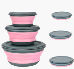 Conjunto de Potes de Silicone Dobráveis com Tampa Hermética - Conjunto de Potes de Silicone Dobráveis com Tampa Hermética - Verde - Polideia