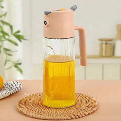 Dispenser de azeite de vidro 500ml com pulverizador manual, design sofisticado, ideal para armazenar e aplicar azeites com precisão e praticidade.