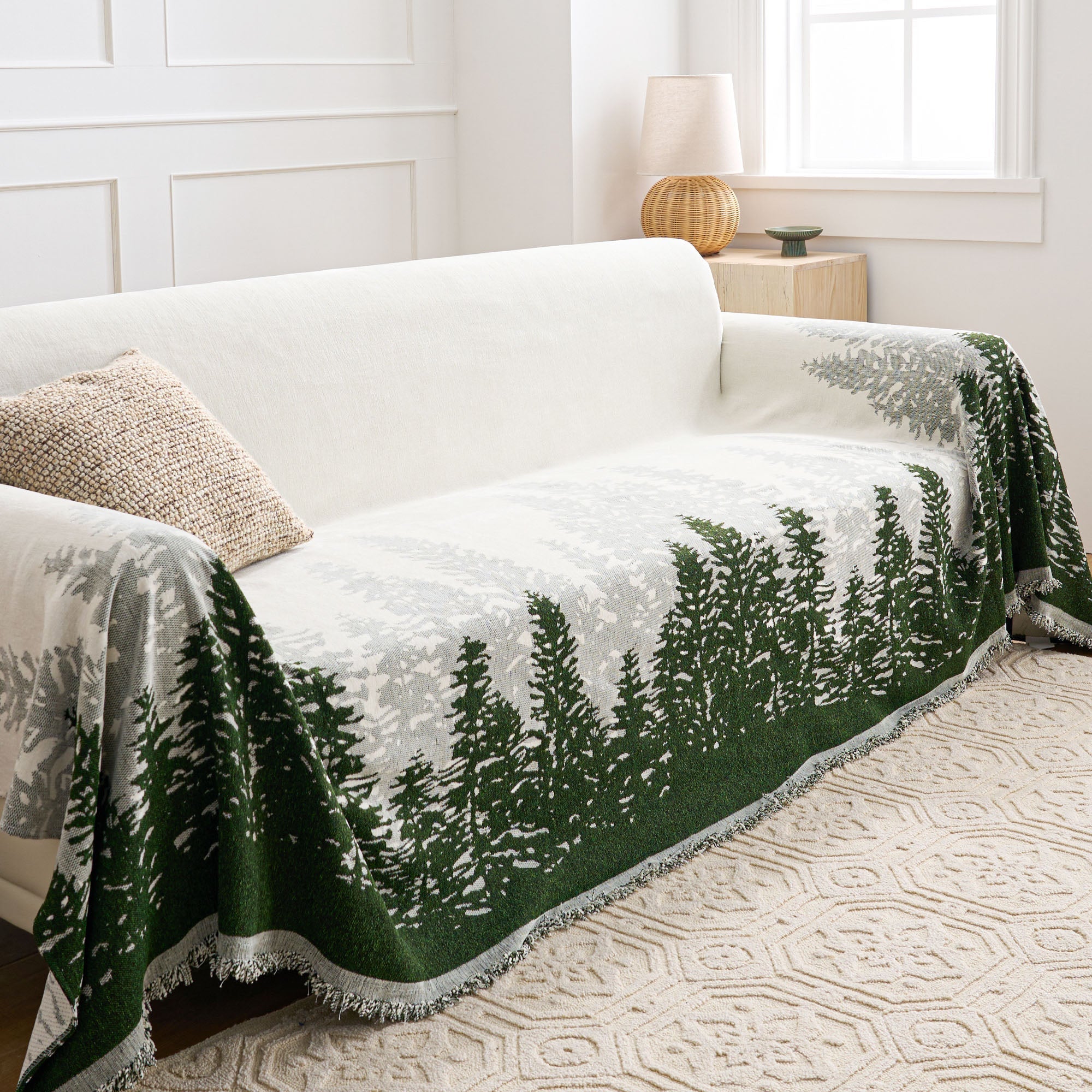 Manta para Sofá Estampada Antiderrapante Decorativa | Forest - Manta para Sofá Estampada Antiderrapante Decorativa | Forest - Cinza / 180 x 130 cm - Polideia