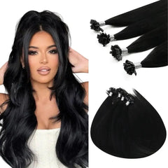 Apliques Cabelo Humano Liso com Microesferas - Apliques Cabelo Humano Liso com Microesferas - #1 / 35cm - Polideia