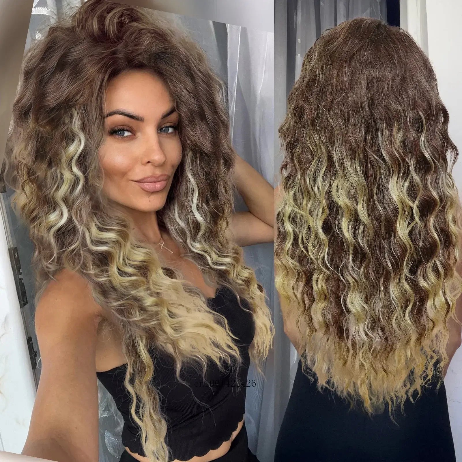 comprar melhor Peruca Lace Cacheada Cabelo Longo: Estilo versátil e resistente ao calor. Aparência natural. Ideal para festas e uso diário. Polideia