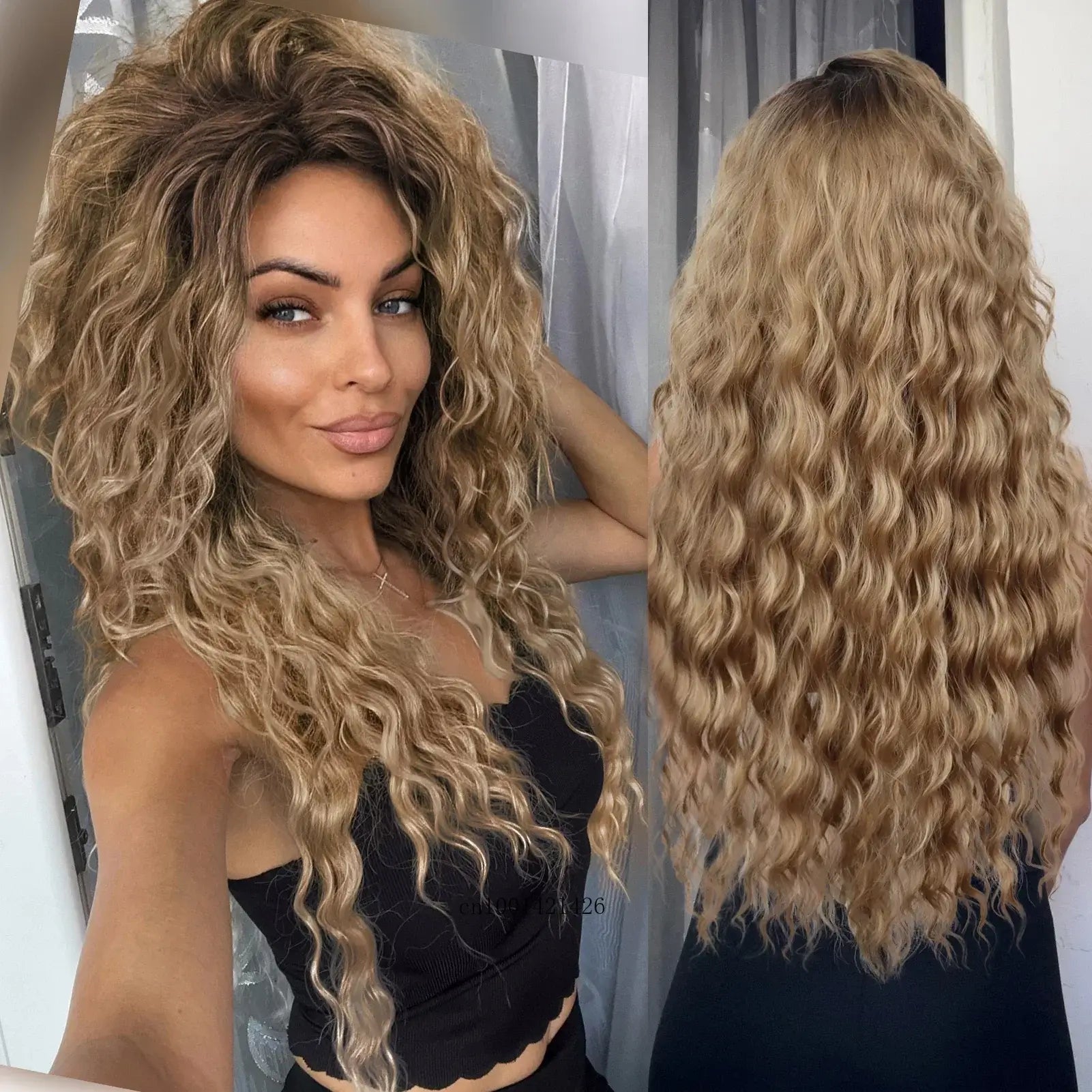 comprar melhor Peruca Lace Cacheada Cabelo Longo: Estilo versátil e resistente ao calor. Aparência natural. Ideal para festas e uso diário. Polideia