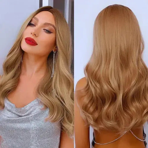 Lace Wig Cabelo Ondulado Médio, estilo sofisticado e versátil, fibra resistente ao calor.