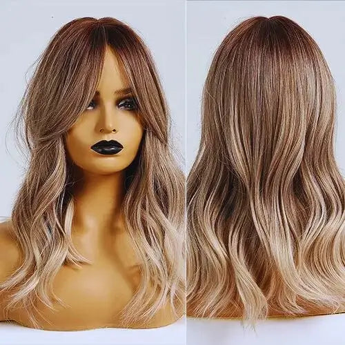 Lace Wig Cabelo Ondulado Médio, estilo sofisticado e versátil, fibra resistente ao calor.