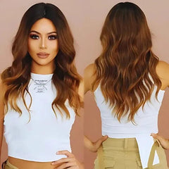 Peruca Lace Front Ondulada Cabelo Médio Natural - Peruca Lace Front Ondulada Cabelo Médio Natural - MW9124-1 - Polideia
