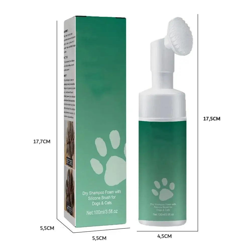 Espuma de limpeza para patas de pets, prática e eficaz, sem enxágue, 150ml. Ideal para cães e gatos, limpa e hidrata.