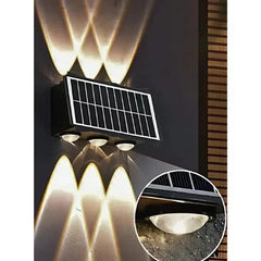 Luminária Solar LED para Parede IP65 impermeável com design ajustável, energia solar eficiente e iluminação decorativa para ambientes externos.