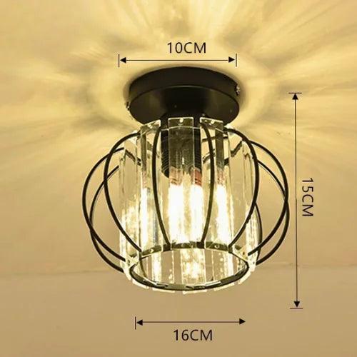 Luminária de teto aramado nórdica com cristais, design vintage, moderna e funcional, para salas e quartos.