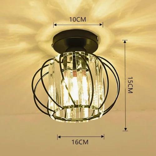 Luminária de teto aramado nórdica com cristais, design vintage, moderna e funcional, para salas e quartos.