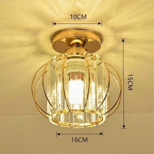 Luminária de teto aramado nórdica com cristais, design vintage, moderna e funcional, para salas e quartos.