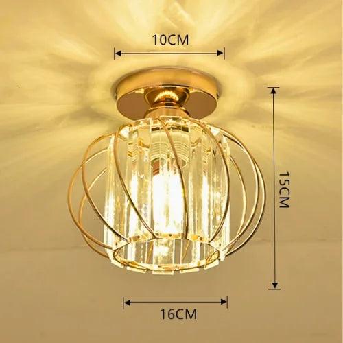 Luminária de teto aramado nórdica com cristais, design vintage, moderna e funcional, para salas e quartos.