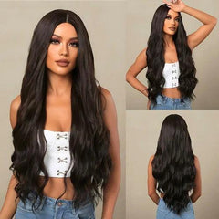 Peruca Longa Preto Natural Brilhante