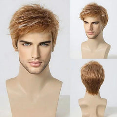 peruca masculina curta lisa para visual sofisticado