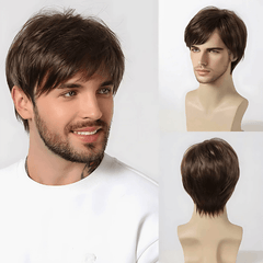 peruca masculina lace curta com franja natural