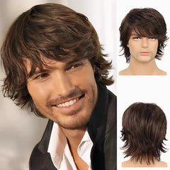 peruca masculina lace longa ondulada natural