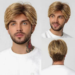 peruca masculina lace curta natural realista