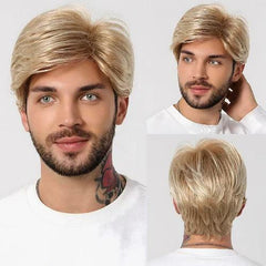 peruca masculina lace curta natural realista