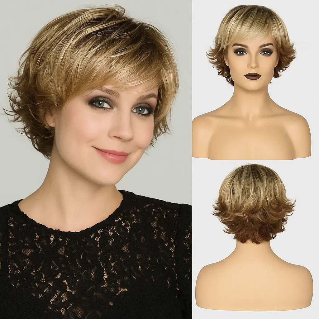 Peruca Feminina Curta Ondulada Lace Premium Cabelo Natural