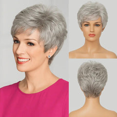 Peruca Feminina Curta Ondulada Lace Premium Cabelo Natural - Peruca Feminina Curta Ondulada Lace Premium Cabelo Natural - Platinado curto - Polideia
