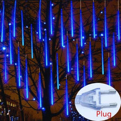 Pisca Pisca Chuva De Meteoros Led - Pisca Pisca Chuva De Meteoros Led - Azul / 8 tubos / Tomada-30cm - Polideia