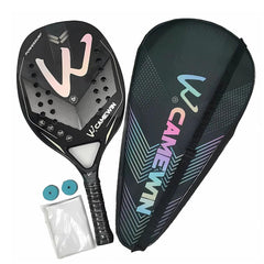 Raquete Beach Tennis Carbono 3K EVA Soft Grip 22mm, com design aerodinâmico e tecnologia de absorção de impacto.