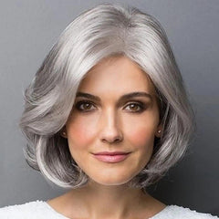 Peruca Grisalha Lisa Lace Curta - Estilo Moderno e Elegante - Polideia