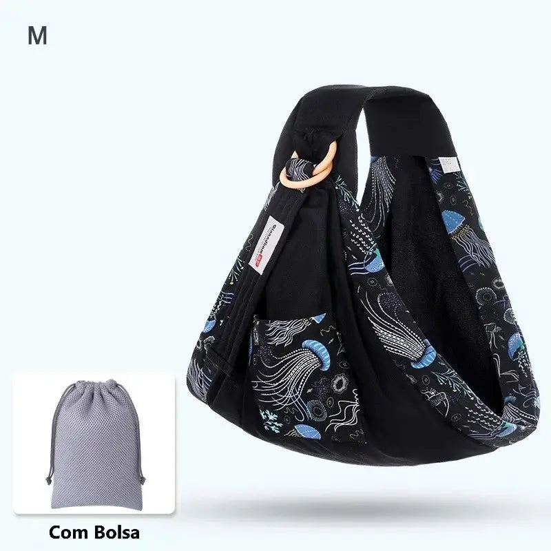 Sling para Bebê Carregador 0-36 meses, confortável, seguro, malha de algodão, suporta até 60 kg.