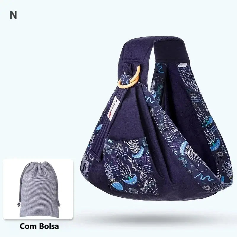 Sling para Bebê Carregador 0-36 meses, confortável, seguro, malha de algodão, suporta até 60 kg.