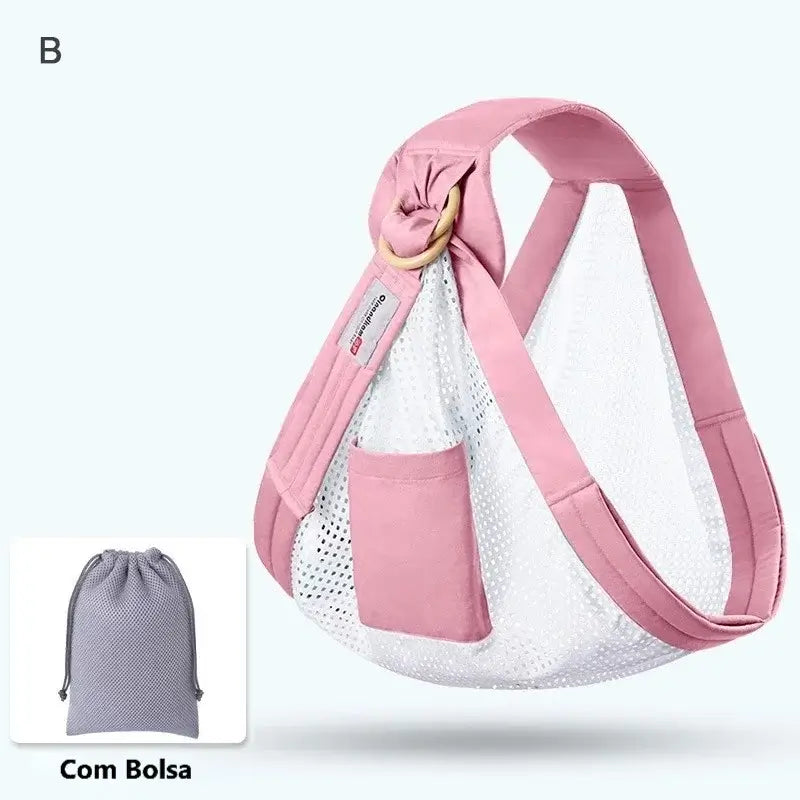 Sling para Bebê Carregador 0-36 meses, confortável, seguro, malha de algodão, suporta até 60 kg.