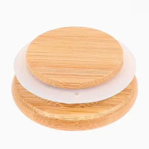 ampa de bambu hermética para pote de vidro, sustentável e elegante, com vedação de silicone para manter alimentos frescos e evitar vazamentos. Disponível na Polideia.