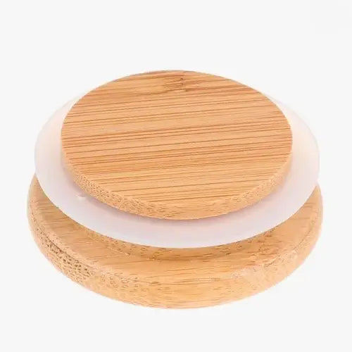 ampa de bambu hermética para pote de vidro, sustentável e elegante, com vedação de silicone para manter alimentos frescos e evitar vazamentos. Disponível na Polideia.