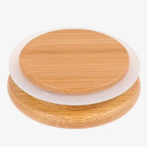 ampa de bambu hermética para pote de vidro, sustentável e elegante, com vedação de silicone para manter alimentos frescos e evitar vazamentos. Disponível na Polideia.