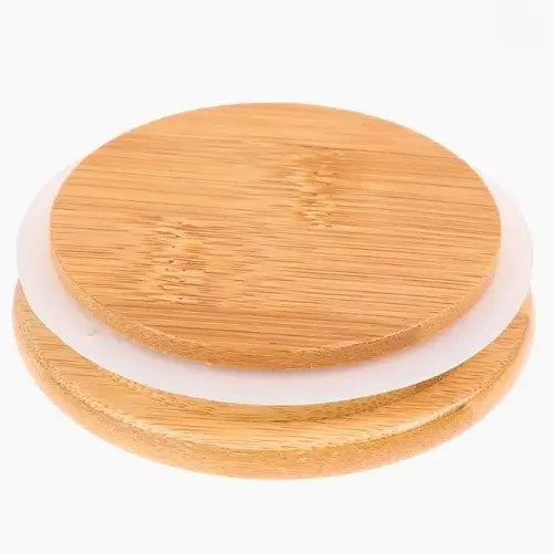 ampa de bambu hermética para pote de vidro, sustentável e elegante, com vedação de silicone para manter alimentos frescos e evitar vazamentos. Disponível na Polideia.