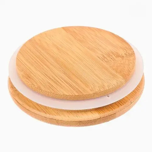 ampa de bambu hermética para pote de vidro, sustentável e elegante, com vedação de silicone para manter alimentos frescos e evitar vazamentos. Disponível na Polideia.