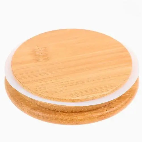 ampa de bambu hermética para pote de vidro, sustentável e elegante, com vedação de silicone para manter alimentos frescos e evitar vazamentos. Disponível na Polideia.