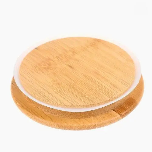 ampa de bambu hermética para pote de vidro, sustentável e elegante, com vedação de silicone para manter alimentos frescos e evitar vazamentos. Disponível na Polideia.