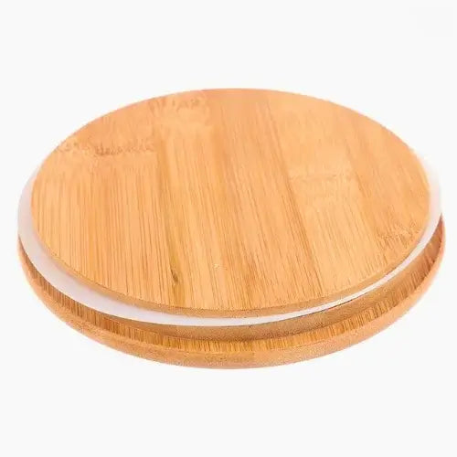 ampa de bambu hermética para pote de vidro, sustentável e elegante, com vedação de silicone para manter alimentos frescos e evitar vazamentos. Disponível na Polideia.