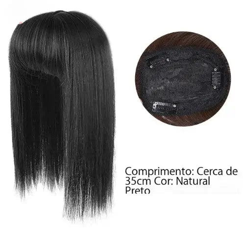 Lace Topo de Cabelo Natural Liso com Franja