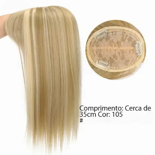 Lace Topo de Cabelo Natural Liso com Franja