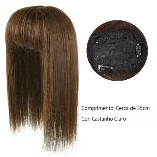 Lace Topo de Cabelo Natural Liso com Franja