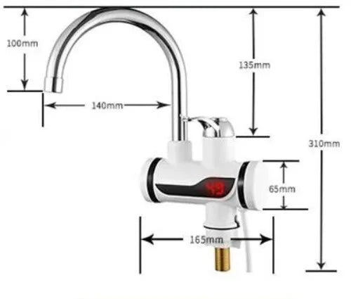 Torneira Elétrica de Parede 3000W com aquecimento instantâneo e controle digital para cozinha e banheiro