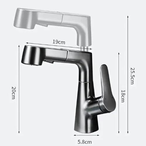 Torneira Misturador Gourmet Retrátil 360° com Duplo Jato - Torneira Misturador Gourmet Retrátil 360° com Duplo Jato - Prata - Polideia