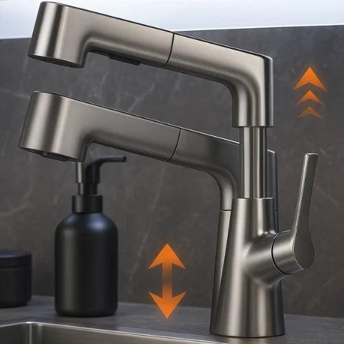 Torneira Misturador Gourmet Retrátil 360° com Duplo Jato - Torneira Misturador Gourmet Retrátil 360° com Duplo Jato - Prata - Polideia