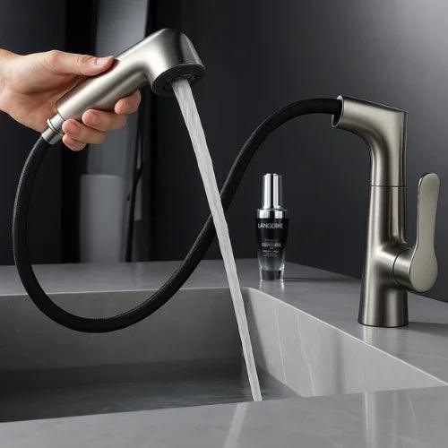 Torneira Misturador Gourmet Retrátil 360° com Duplo Jato - Torneira Misturador Gourmet Retrátil 360° com Duplo Jato - Prata - Polideia