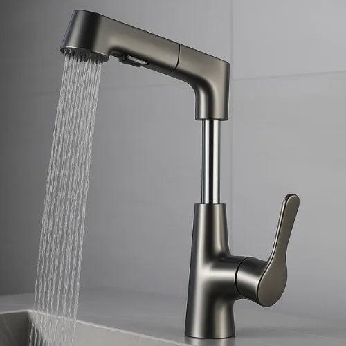 Torneira Misturador Gourmet Retrátil 360° com Duplo Jato - Torneira Misturador Gourmet Retrátil 360° com Duplo Jato - Cinza - Polideia