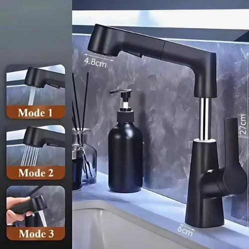 Torneira Misturador Gourmet Retrátil 360° com Duplo Jato - Torneira Misturador Gourmet Retrátil 360° com Duplo Jato - Prata - Polideia