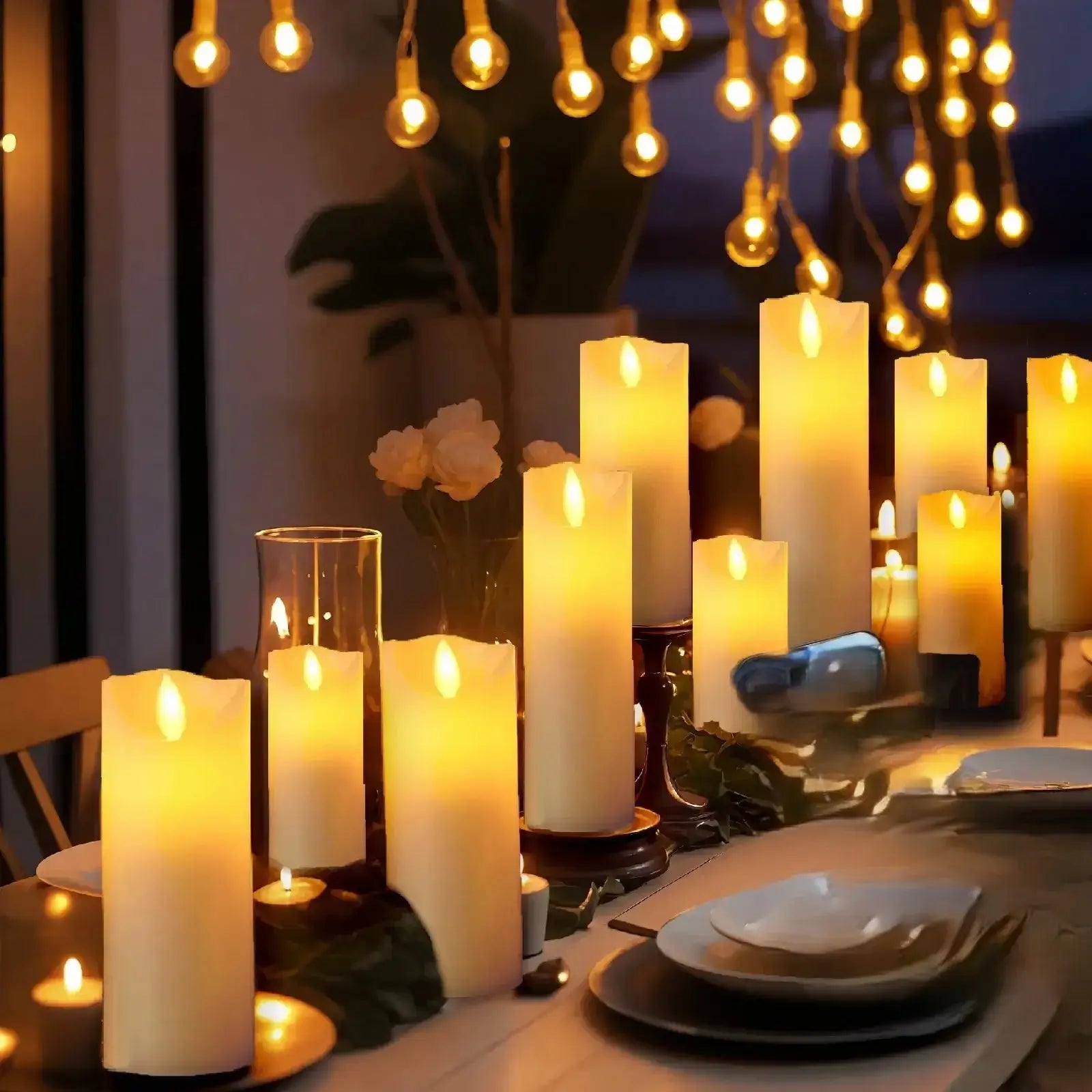 Comprar Vela Eletrônica LED Grande, segura e ecológica, ideal para decorações de casamento e festas, com luz cintilante realista e longa duração. Anellimn