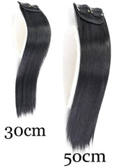 Aplique Topo de Cabelo Mecha Lateral - Aplique Topo de Cabelo Mecha Lateral - Preto / 30cm - Polideia
