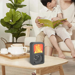 aquecedor elétrico portátil 400w com tela flamejante e design elegante em um ambiente aconchegante.