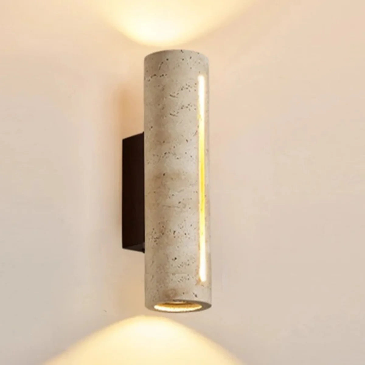 Comprar arandela de parede rustica em pedra natural bidirecional decorativa para quarto e sala barato em promoção.